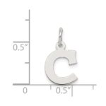 Sterling Silver Rhodium-plated Block Letter C Initial Charm - Image 4