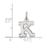 Sterling Silver Rhodium-plated Block Letter K Initial Charm - Image 4