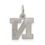 Sterling Silver Rhodium-plated Block Letter N Initial Charm - Image 4