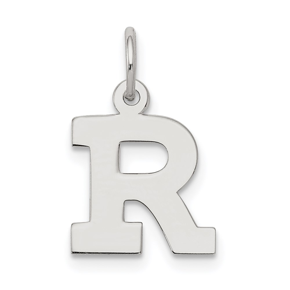 QC5093R.jpg Sterling Silver Rhodium-plated Block Letter R Initial Charm - Image 1
