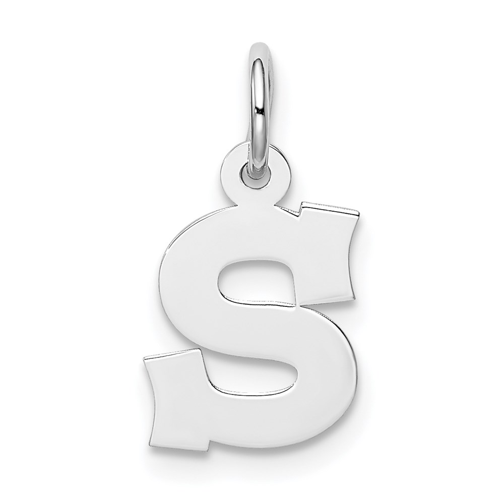 QC5093S.jpg Sterling Silver Rhodium-plated Block Letter S Initial Charm - Image 1