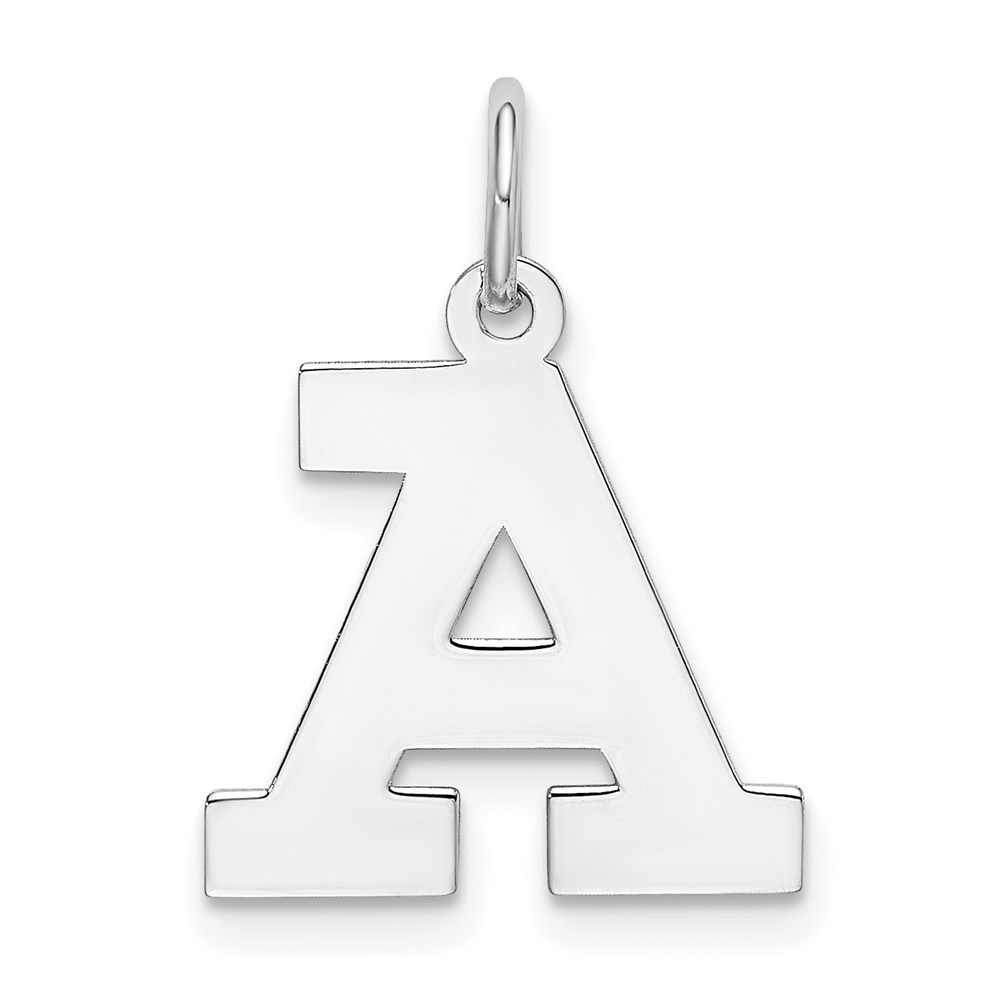 QC5095A.jpg Sterling Silver Rhodium-plated Block Letter A Initial Charm - Image 1