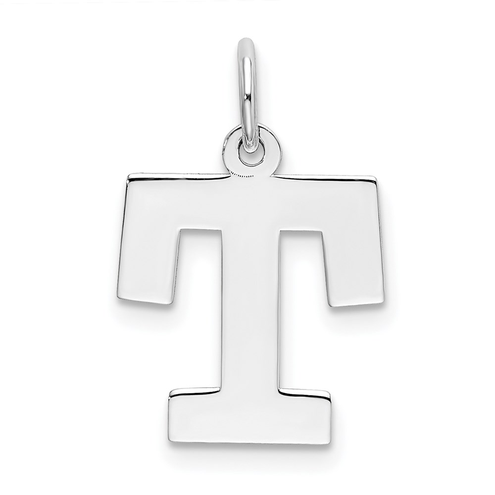 QC5095T.jpg Sterling Silver Rhodium-plated Block Letter T Initial Charm - Image 1