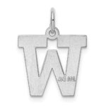 Sterling Silver Rhodium-plated Block Letter W Initial Charm - Image 3