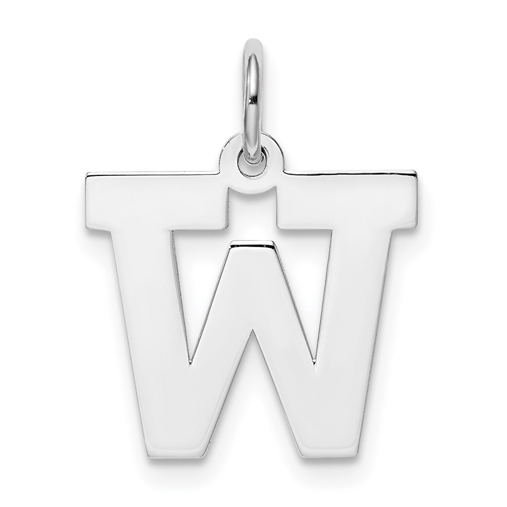 QC5095W.jpg Sterling Silver Rhodium-plated Block Letter W Initial Charm - Image 1