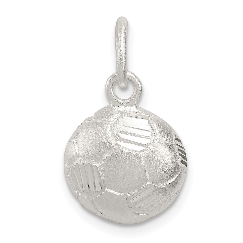 QC5136.jpg Sterling Silver Diamond Cut Soccer Ball Charm - Image 1