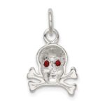 Sterling Silver Red CZ Skull Charm - Image 4