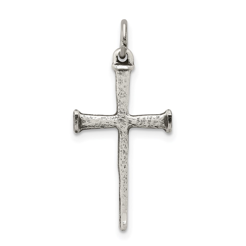 QC5237.jpg Sterling Silver Antiqued Nail Cross Pendant - Image 1