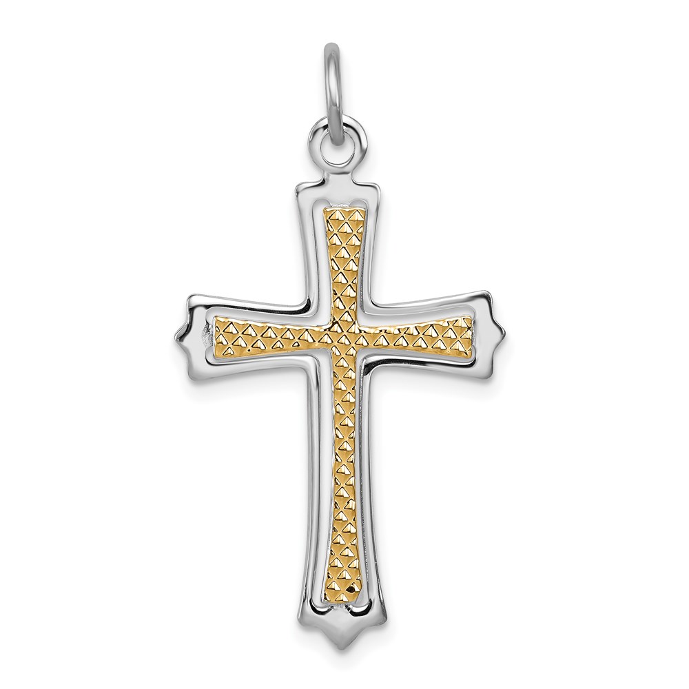 QC5255.jpg Sterling Silver Platinum-plated & Gold-plated Cross Pendant - Image 1