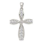 Sterling Silver Rhodium-plated CZ Cross Pendant