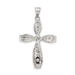Sterling Silver Rhodium-plated CZ Cross Pendant - Image 4
