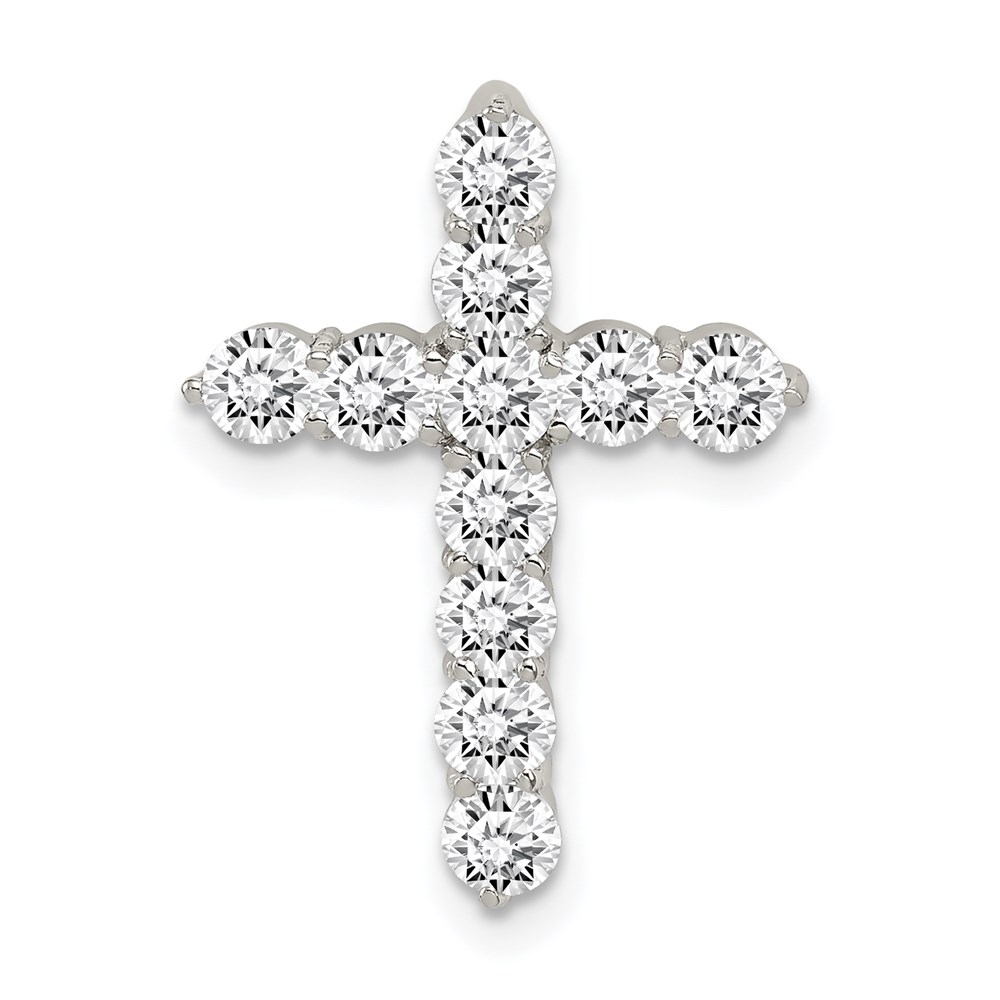 QC5311.jpg Sterling Silver Rhodium-plated CZ Cross Pendant - Image 1