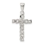 Sterling Silver Rhodium-plated CZ Latin Cross Pendant - Image 4