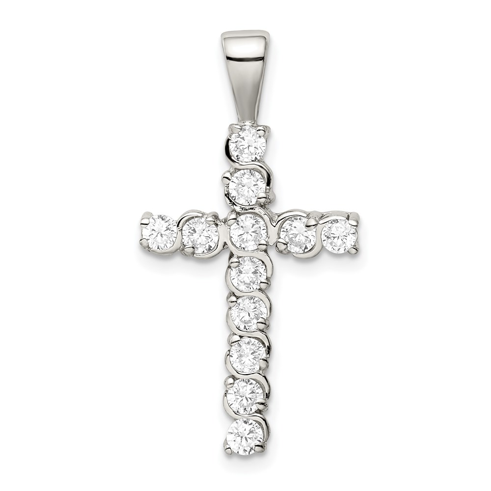 QC5312.jpg Sterling Silver Rhodium-plated CZ Latin Cross Pendant - Image 1