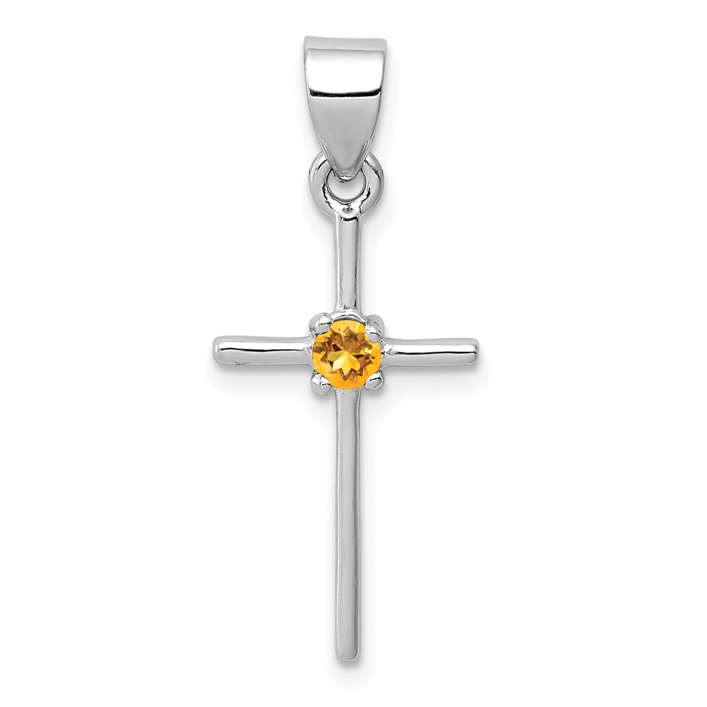 QC5380.jpg Sterling Silver Rhodium-platedCitrine Cross Pendant - Image 1