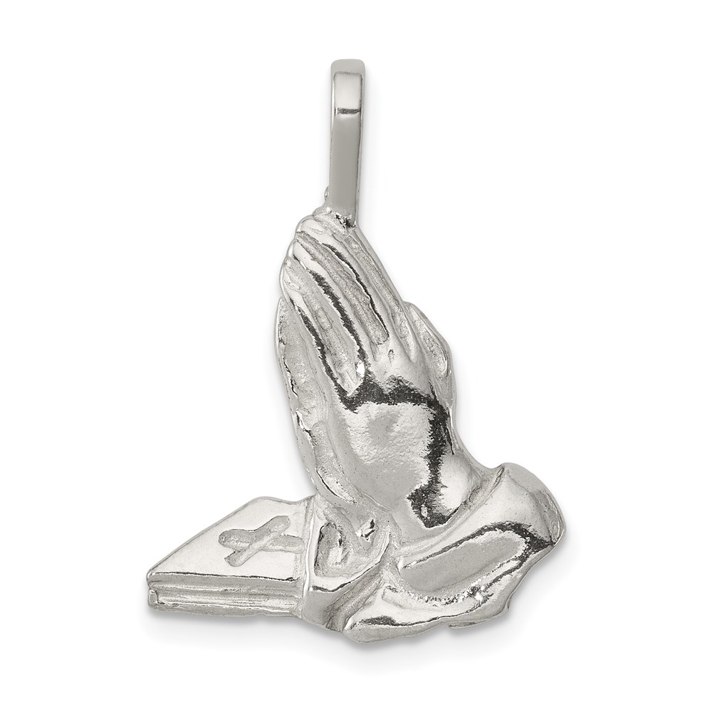 QC539.jpg Sterling Silver Praying Hands Charm - Image 1