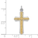 Sterling Silver Platinum-plated & 18k Gold-plated Cross Charm - Image 4