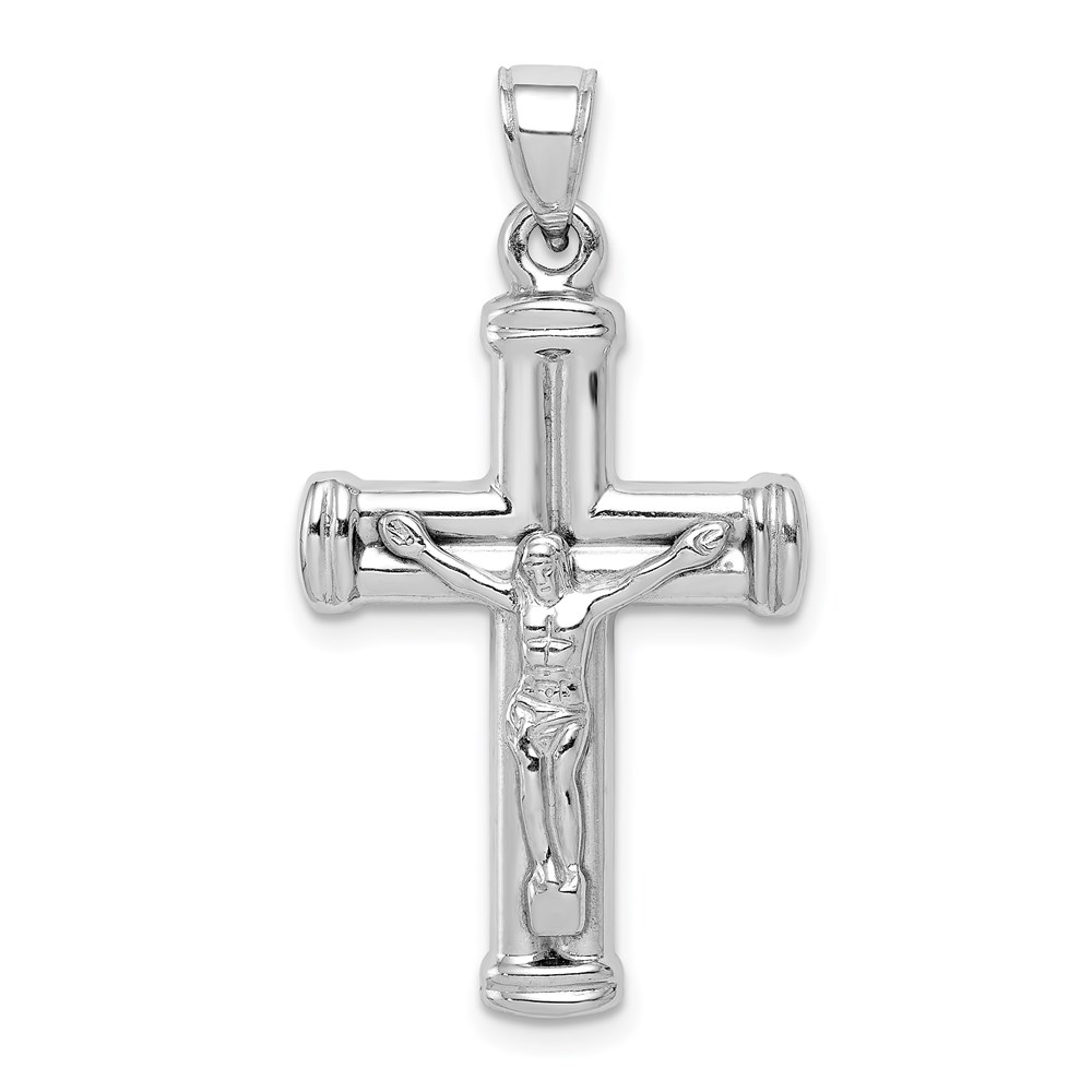 QC5404.jpg Sterling Silver Rhodium-plated Hollow Latin Crucifix Pendant - Image 1