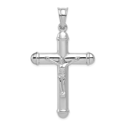 Sterling Silver Rhodium-plated Reversible Crucifix Pendant