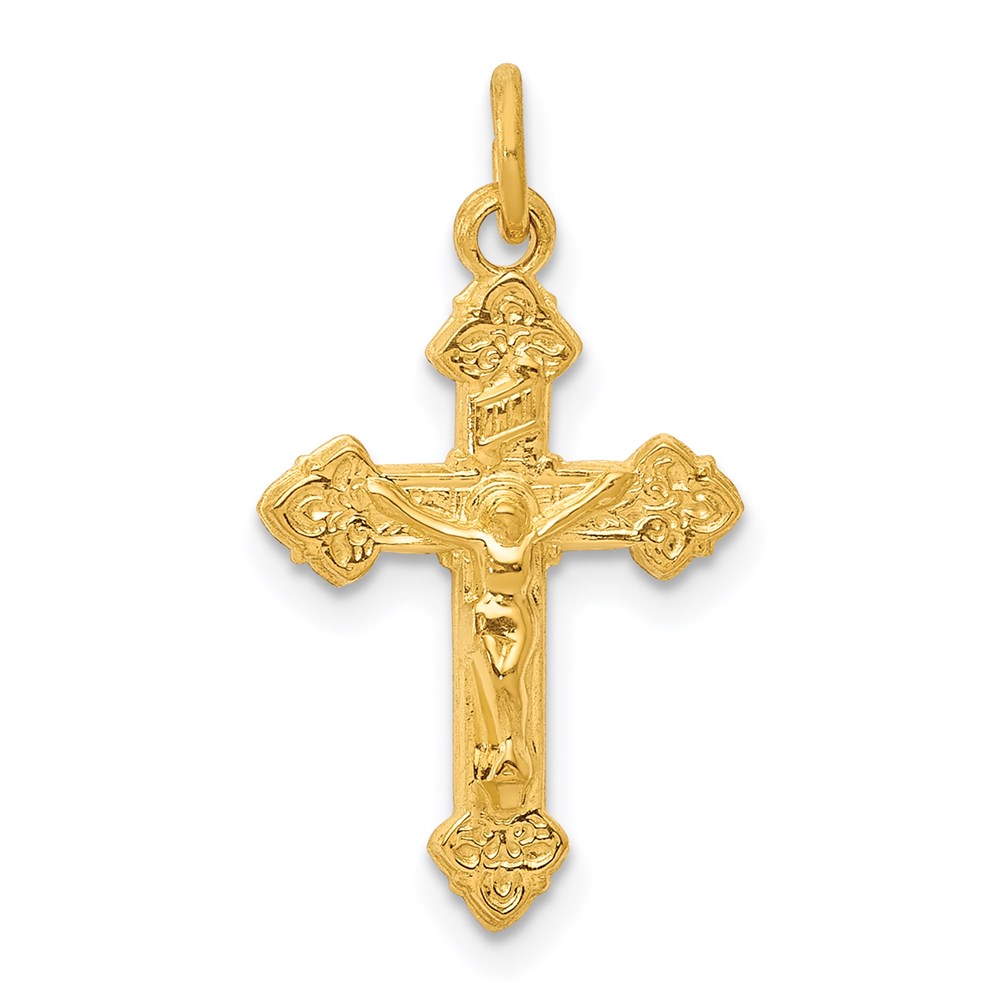QC5450.jpg Sterling Silver & 24k Gold -plated INRI Crucifix Charm - Image 1