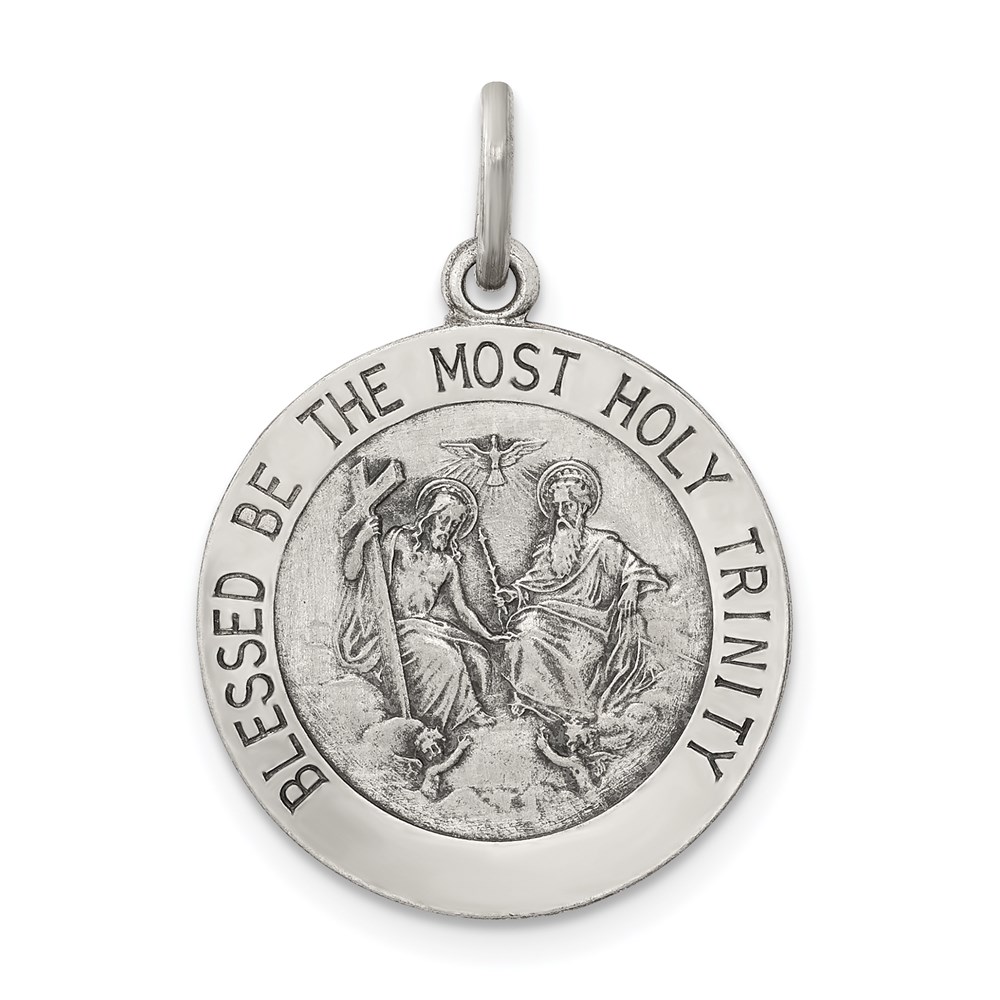 QC5477.jpg Sterling Silver Antiqued Holy Trinity Medal - Image 1