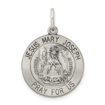 Sterling Silver Antiqued Holy Family Medal