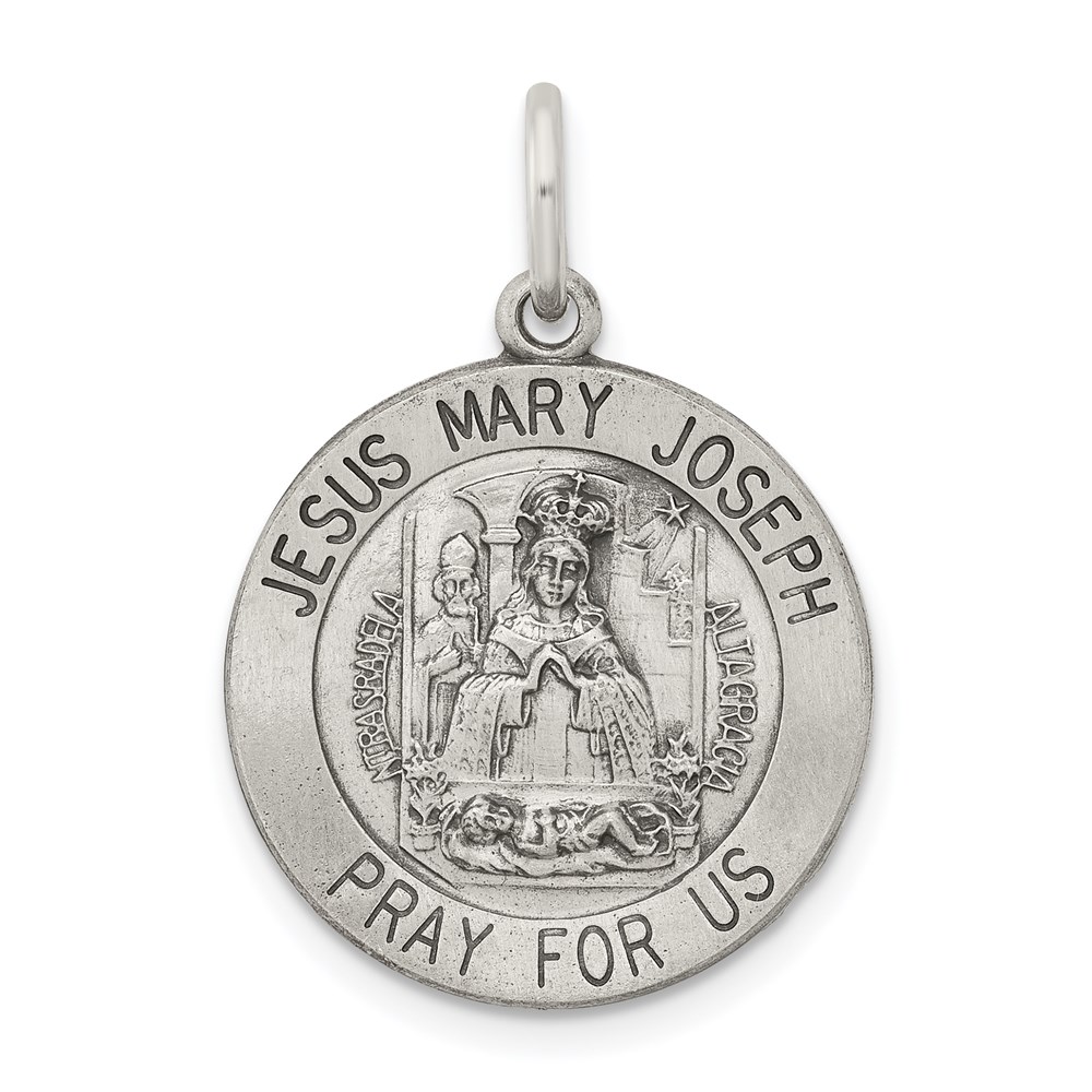 QC5478.jpg Sterling Silver Antiqued Holy Family Medal - Image 1