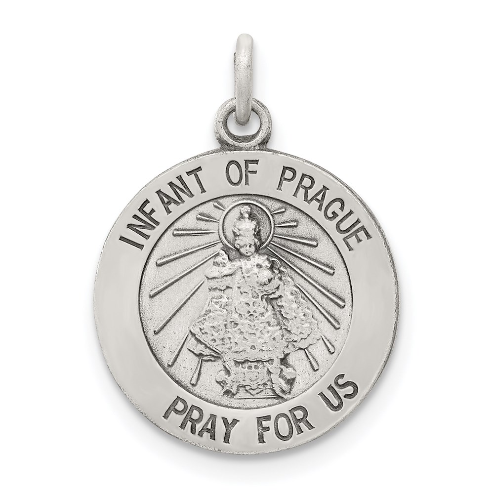 QC5492.jpg Sterling Silver Antiqued Infant of Prague Medal - Image 1