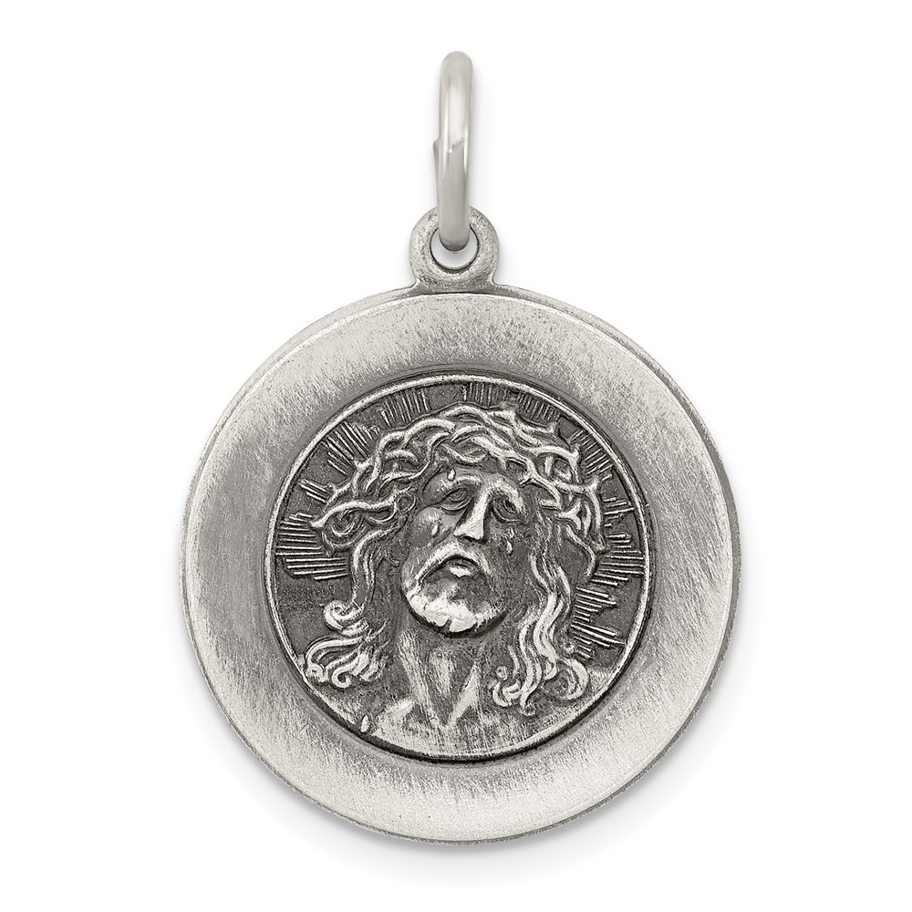 QC5493.jpg Sterling Silver Antiqued Ecce Homo Medal - Image 1