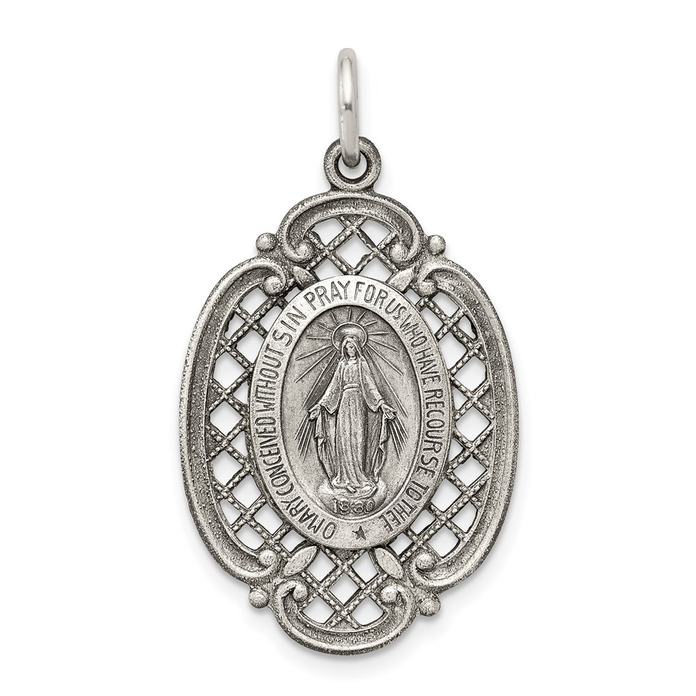 QC5508.jpg Sterling Silver Antiqued Miraculous Medal - Image 1