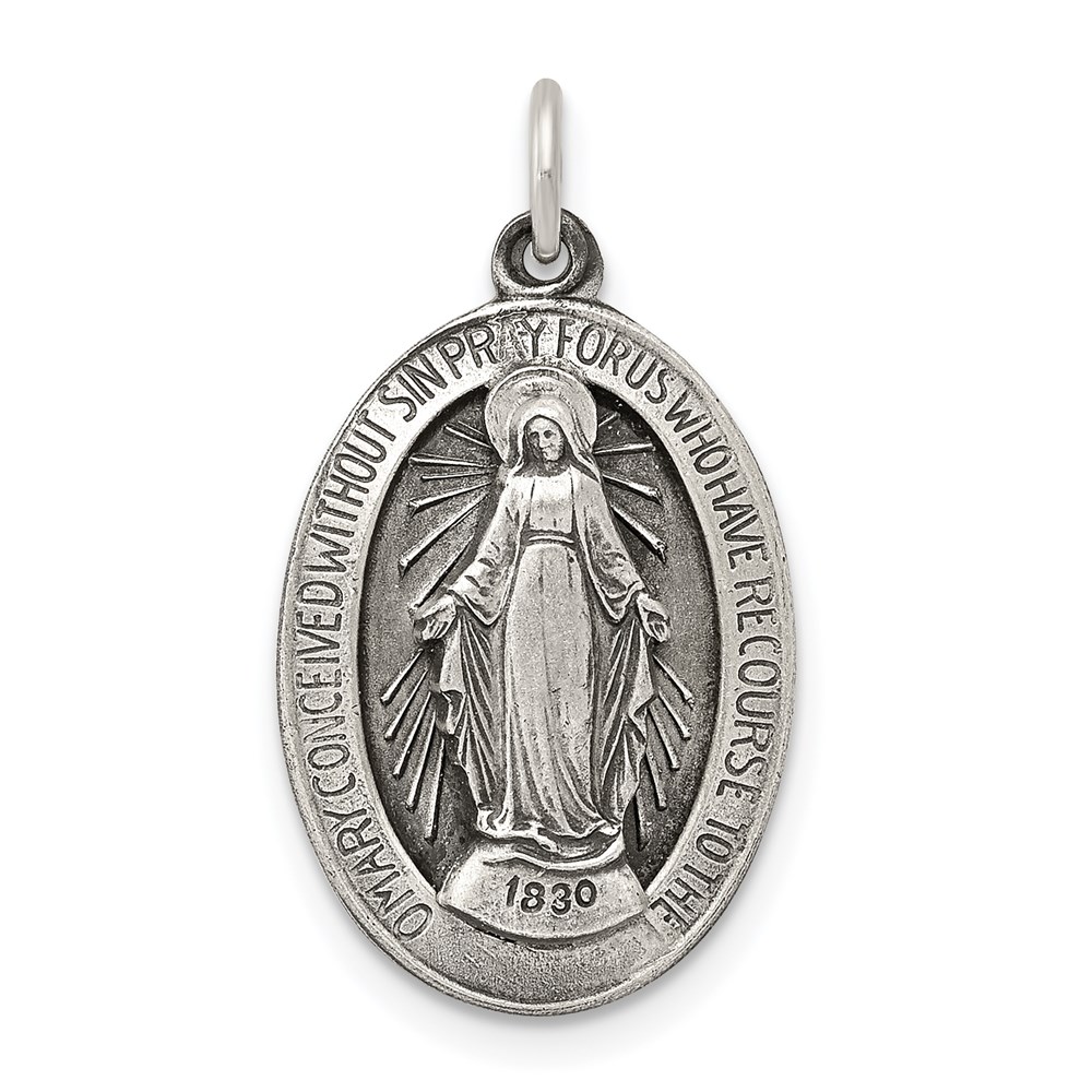 QC5521.jpg Sterling Silver Antiqued Miraculous Medal - Image 1
