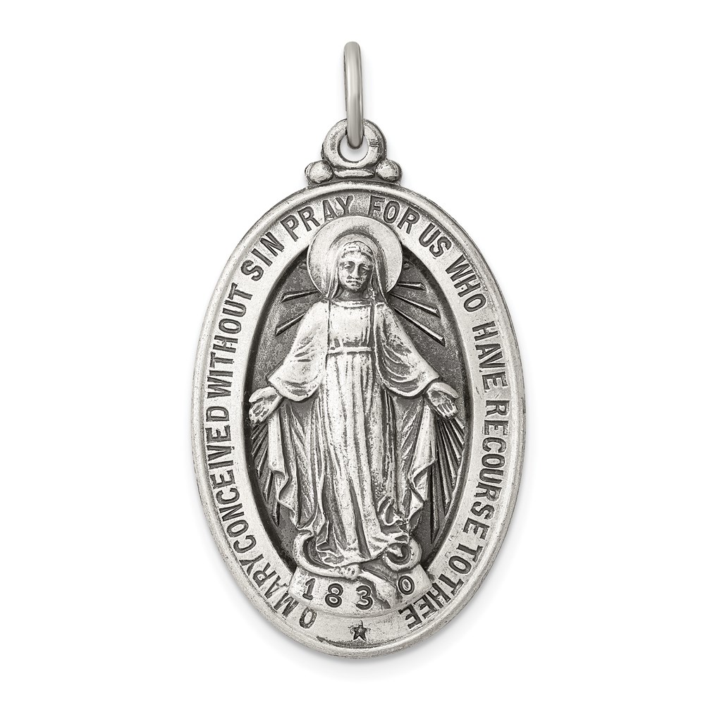 QC5524.jpg Sterling Silver Antiqued Miraculous Medal - Image 1