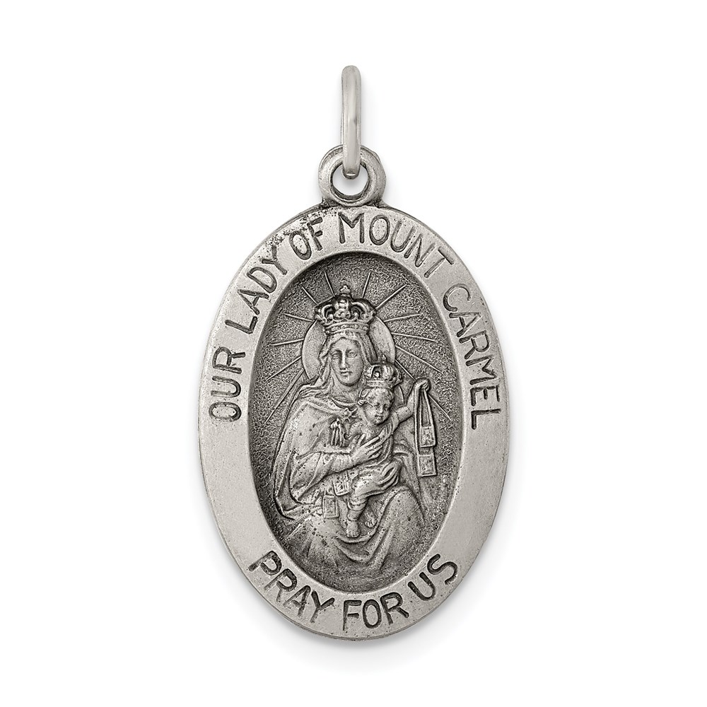 QC5574.jpg Sterling Silver Antiqued Our Lady of Mt.Carmel Medal - Image 1