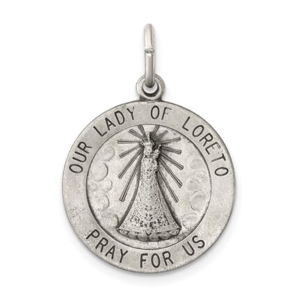 Sterling Silver Antiqued Our Lady of Loreto Medal