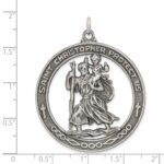 Sterling Silver Antiqued Saint Christopher Medal - Image 4