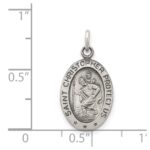 Sterling Silver Antiqued Saint Christopher Medal - Image 3
