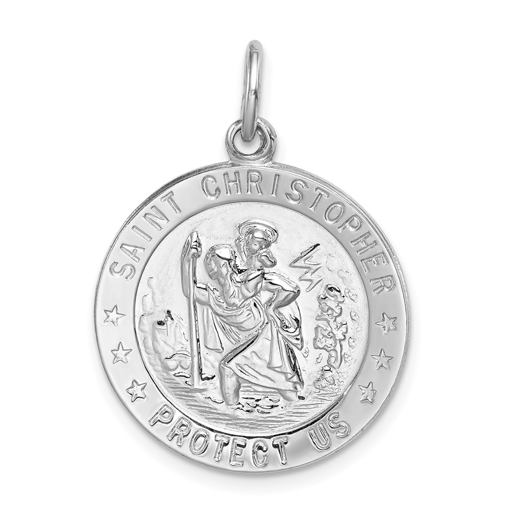 QC5613.jpg Sterling Silver Rhodium-plated Saint Christopher Medal - Image 1