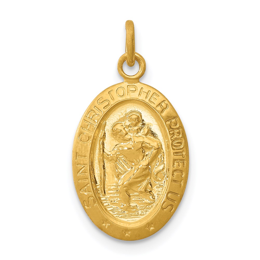 QC5626.jpg 24k Gold-plated Sterling Silver Saint Christopher Medal - Image 1