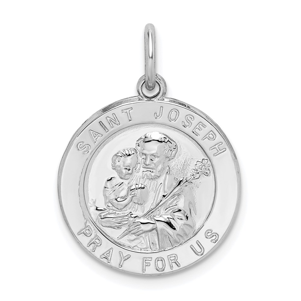 QC5682.jpg Sterling Silver Rhodium-plated Saint Joseph Medal - Image 1