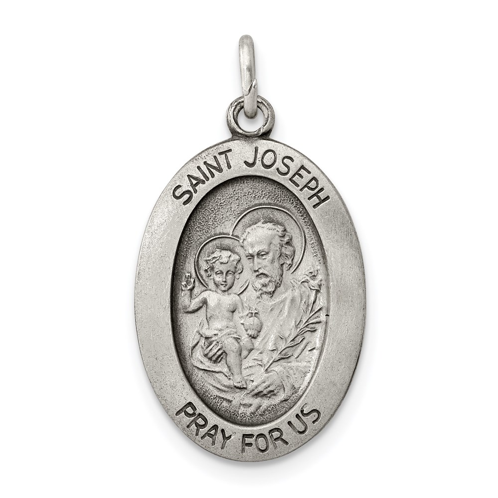 QC5687.jpg Sterling Silver Antiqued Saint Joseph Medal - Image 1
