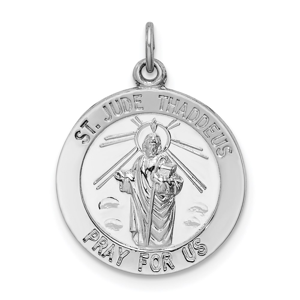 QC5690.jpg Sterling Silver Rhodium-plated Saint Jude Thaddeus Medal - Image 1