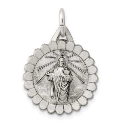 Sterling Silver Antiqued Saint Jude Thaddeus Medal