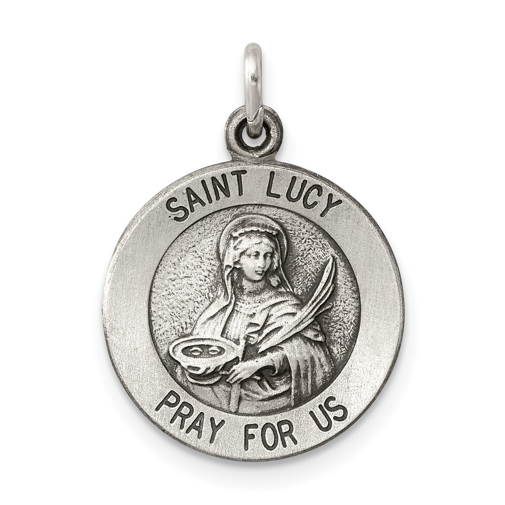 QC5696.jpg Sterling Silver Antiqued Saint Lucy Medal - Image 1