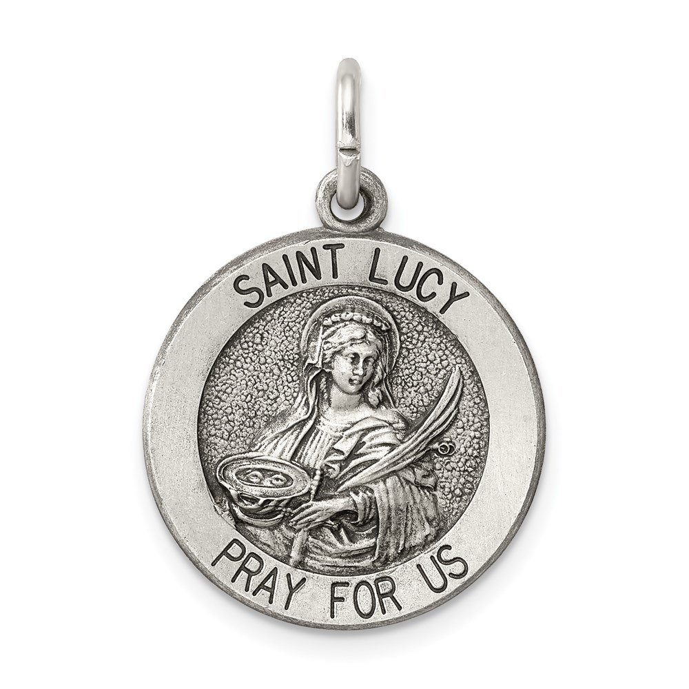 QC5697.jpg Sterling Silver Antiqued Saint Lucy Medal - Image 1