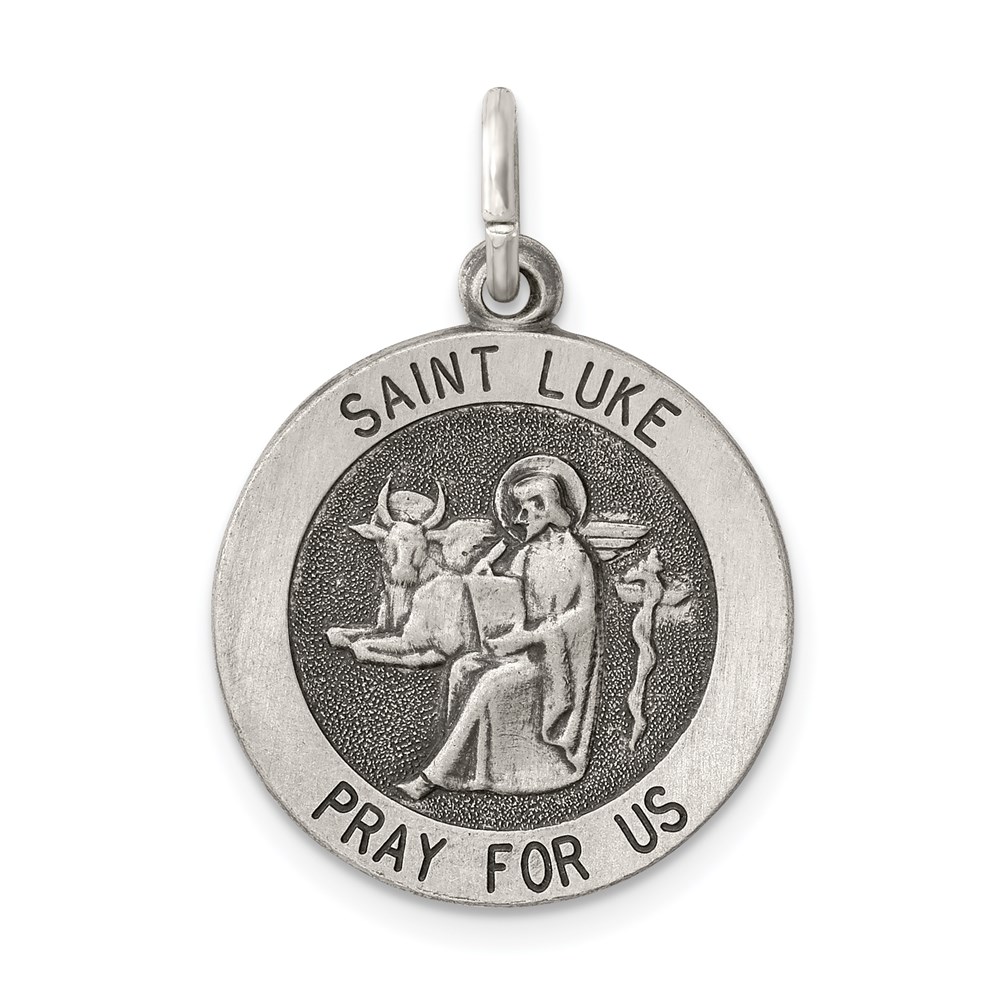 QC5699.jpg Sterling Silver Antiqued Saint Luke Medal - Image 1