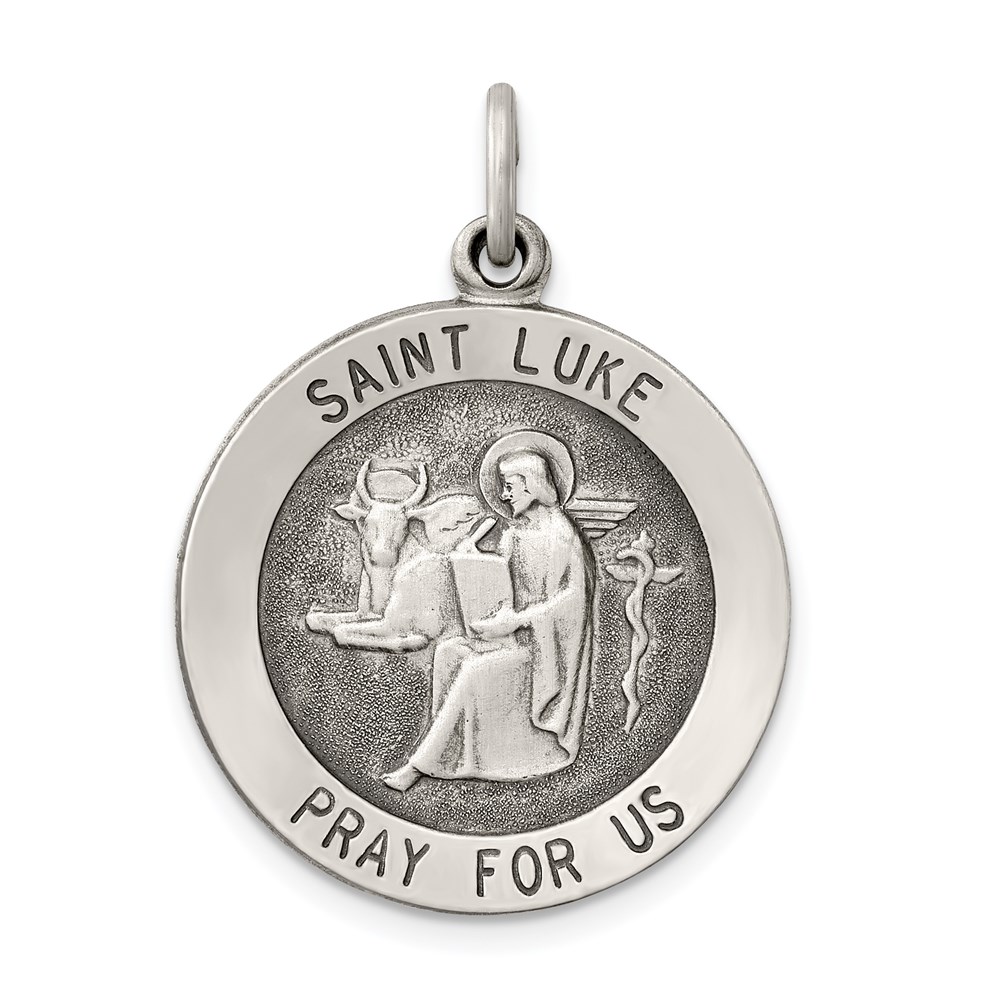 QC5700.jpg Sterling Silver Antiqued Saint Luke Medal - Image 1