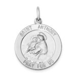 Sterling Silver Rhodium-plated Saint Anthony Medal