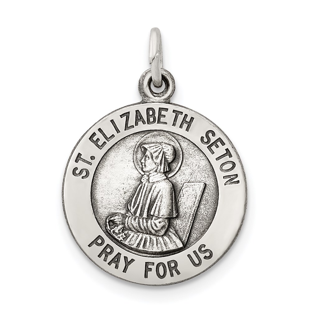 QC5714.jpg Sterling Silver Antiqued Saint Elizabeth Seton Medal - Image 1