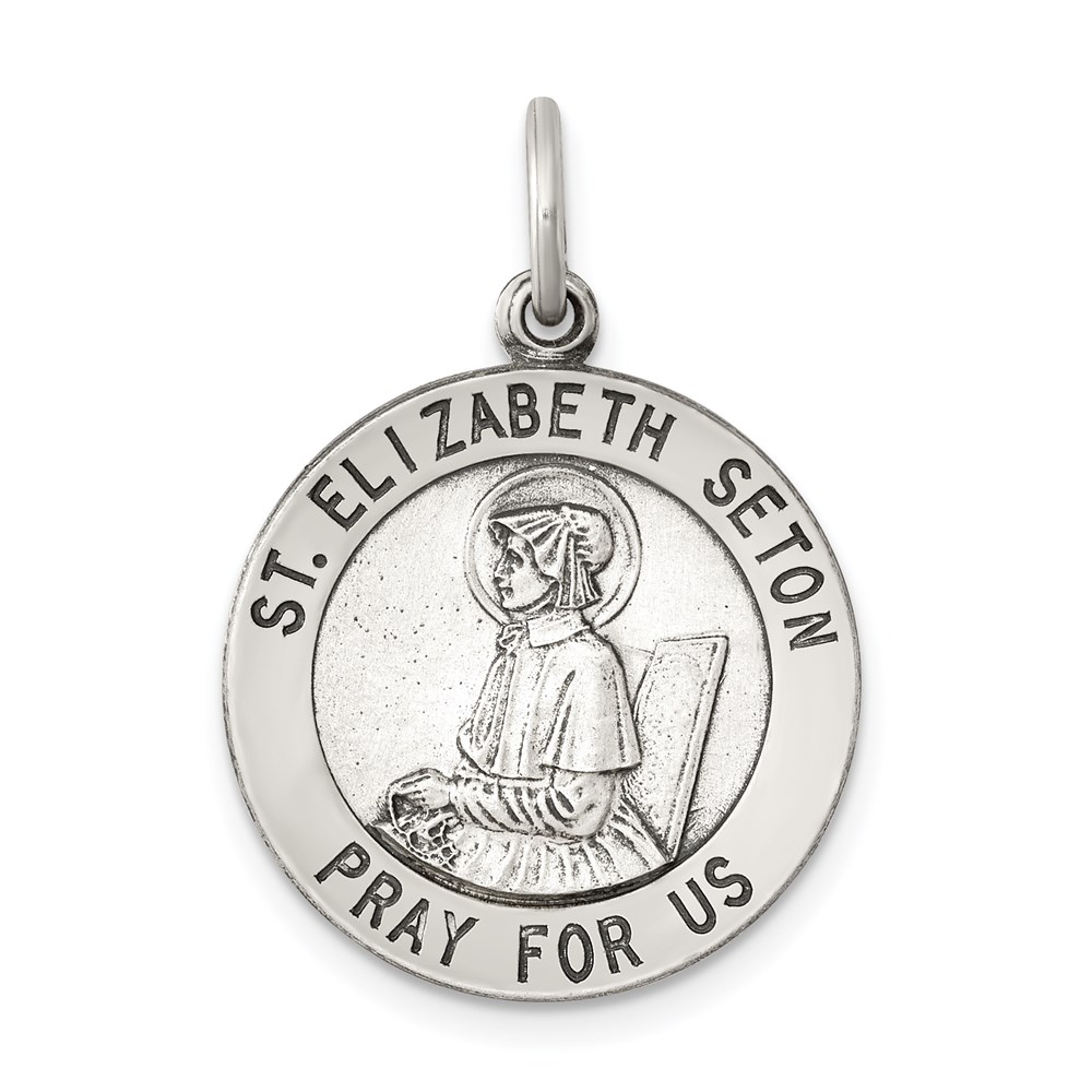 QC5716.jpg Sterling Silver Antiqued Saint Elizabeth Seton Medal - Image 1