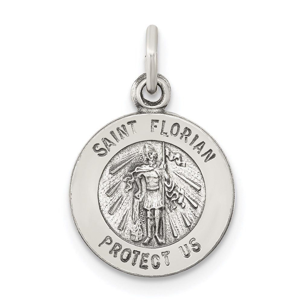 QC5720.jpg Sterling Silver Antiqued Saint Florian Medal - Image 1